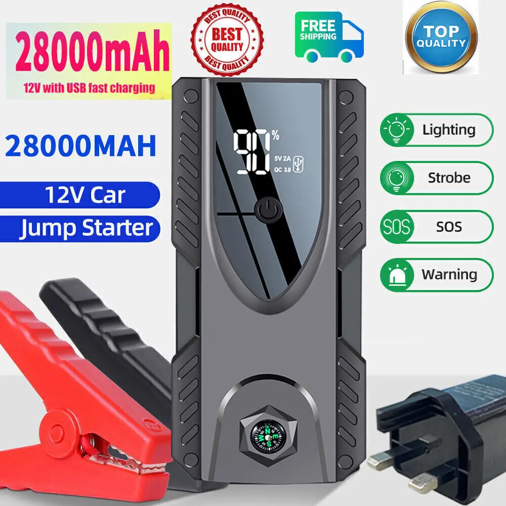 28000Mah Portable Car Jump Starter Booster Jumper Box Power Bank Battery Charger