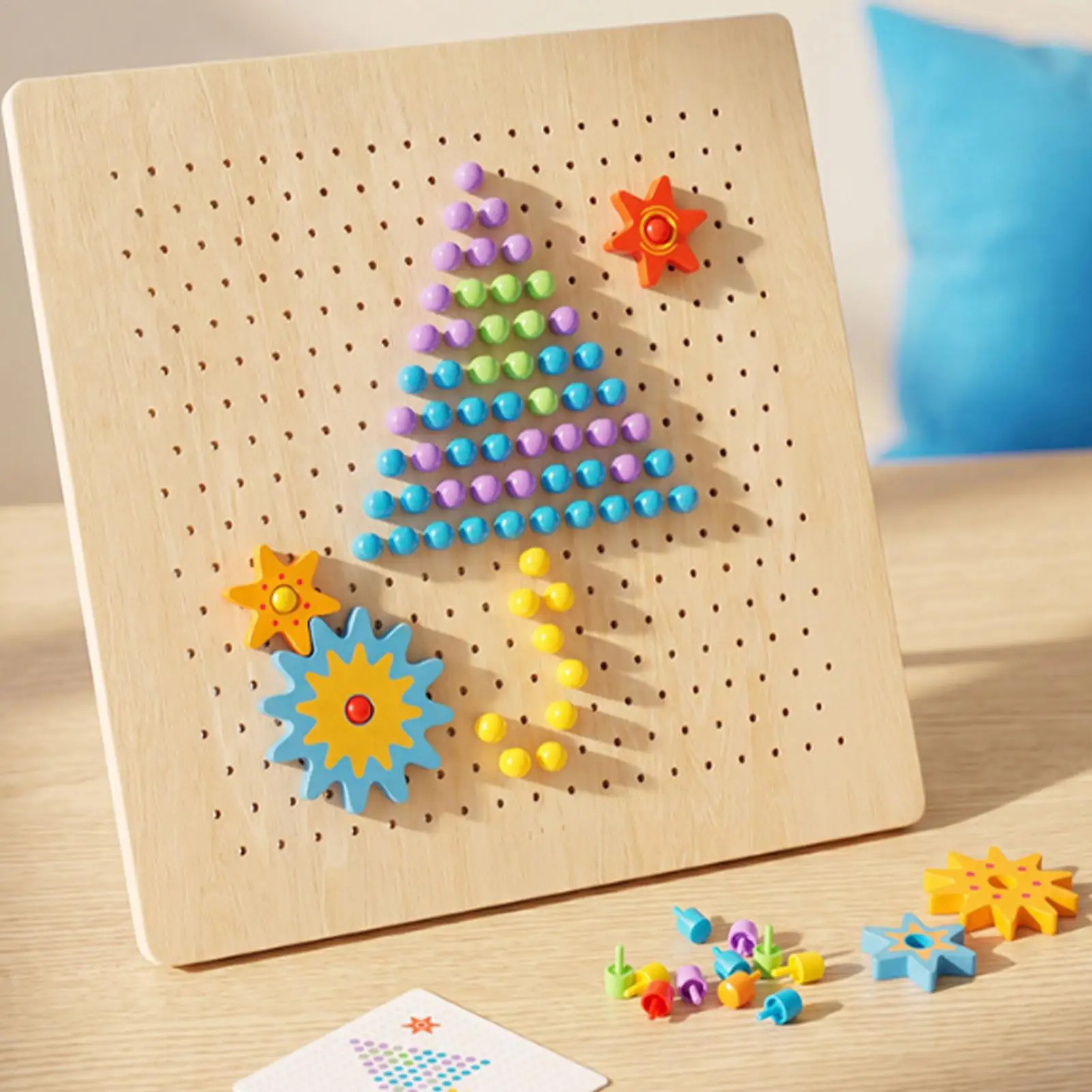 Wood Peg Puzzle Set Early Childhood Shape Matching Blocks Educational Puzzles For Kids Girls Boys Home Preschool Birthday