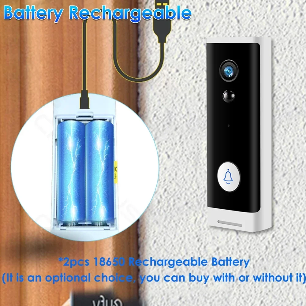 Tuya WiFi Doorbell Camera Outdoor CCTV Video Door Phone Battery Power Smart Home Security Protection SmartLife Alexa Door Bell