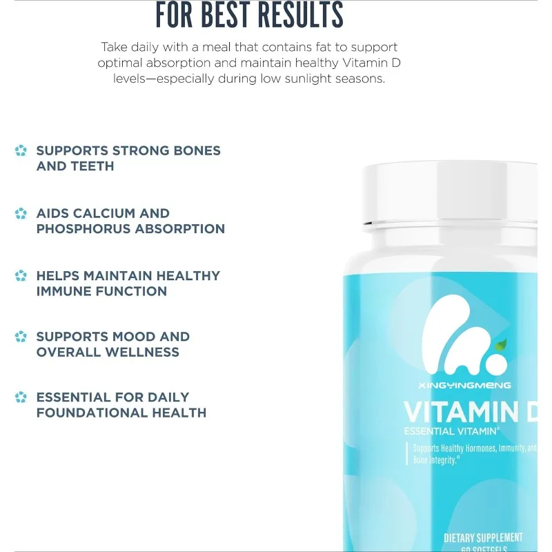

Vitamin D3 supplement, 5000 IU - used for immune support, calcium absorption, bone and muscle health-60 soft capsules