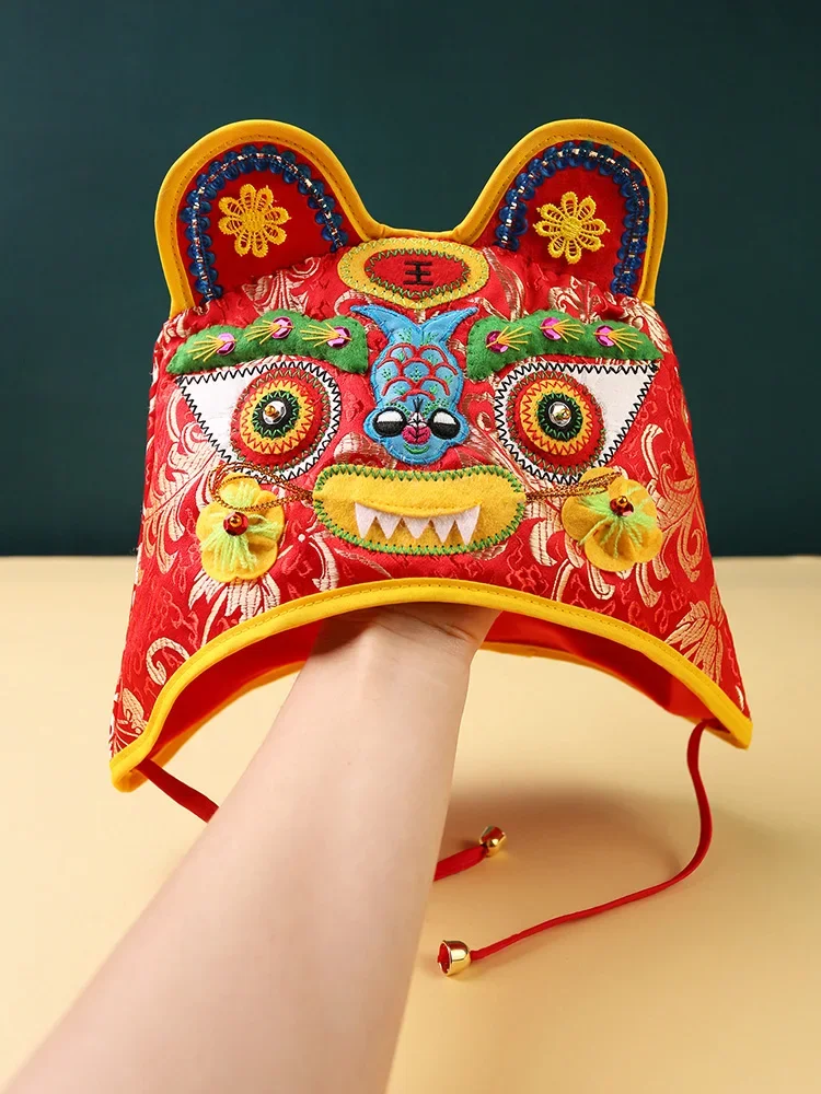 

Tiger Head Hat New Baby Traditional Chinese Style Embroidery Full Moon and Hundred Days Wine Photography Week Capturing Baby Hat