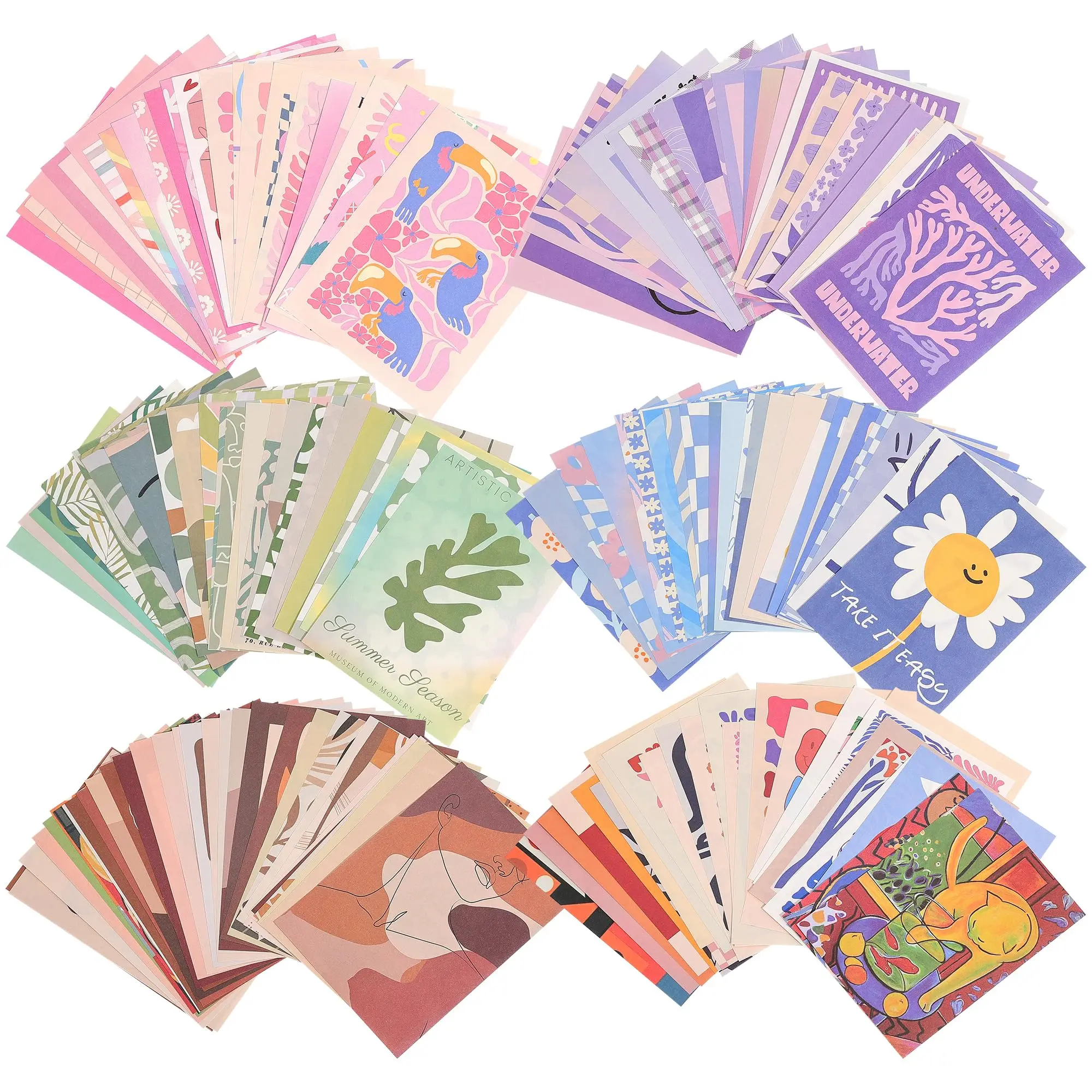 300 Hojas de Papel Estético Abstracto, Kit de Collage de Pared en Tonos Pastel, Suministros de Manualidades para Scrapbooking, Decoración de Habitaciones y Creación de Tarjetas
