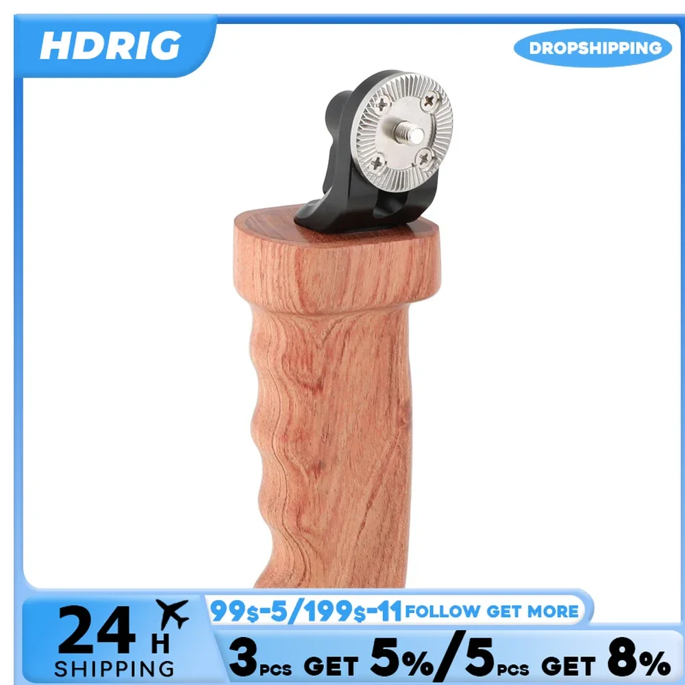 HDRIG Wooden Grip (Right Hand Side) With Top ARRI Rosette M6 Thread Connection For DLSR Camera Shoulder Mount Rig