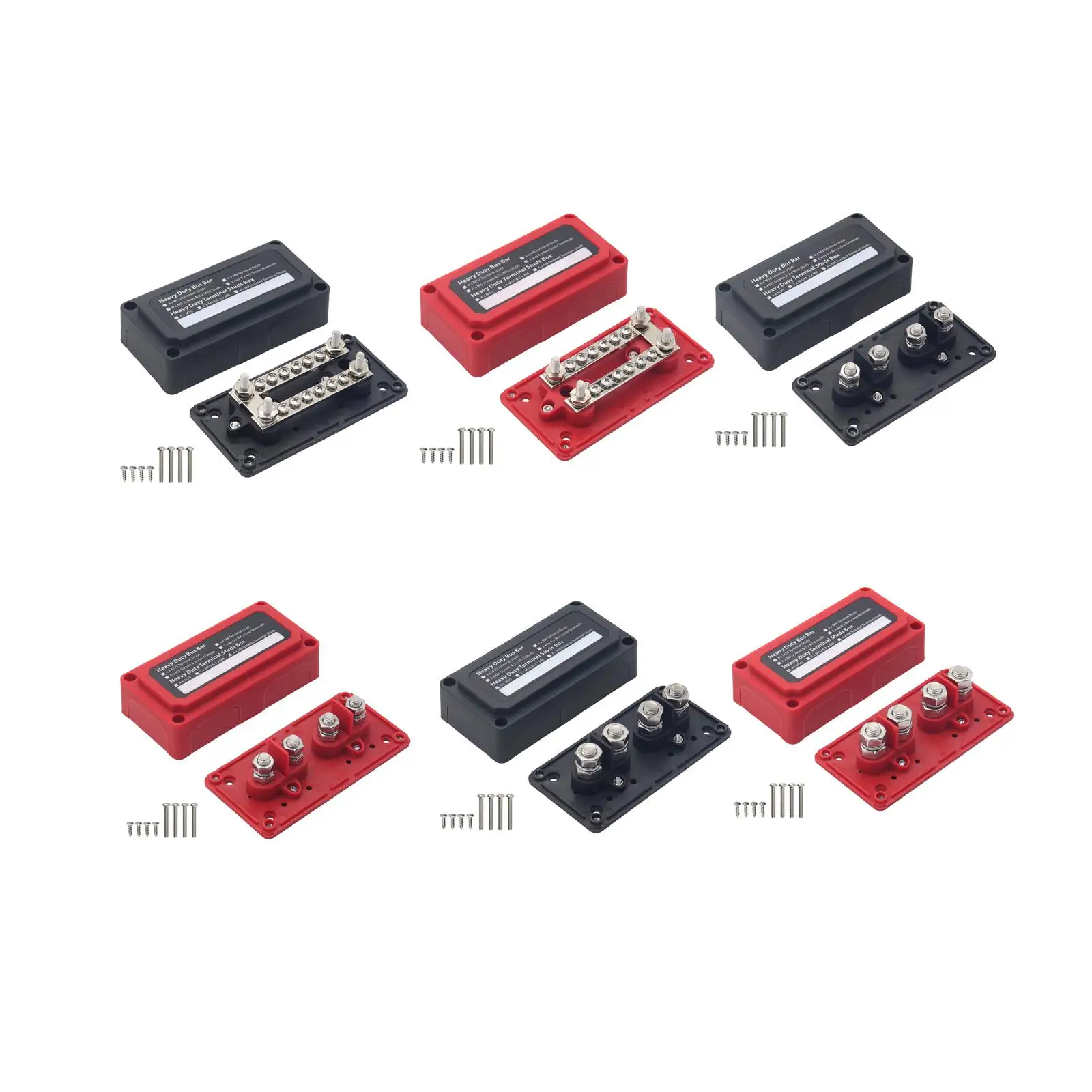 Power Distribution Block Bus Bar with Cover Accessories Replacement Terminal Stud Terminal Block for Automotive RV Boats