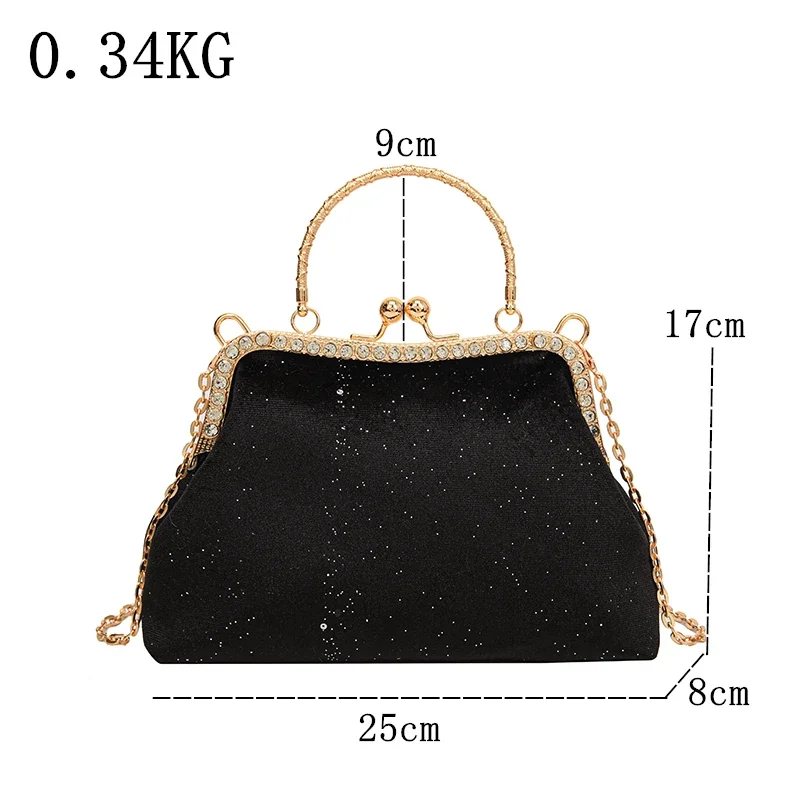 New Retro Evening Bag Women Handbags Vintage Designer Purple Blue Chain Shoulder Bags Lock Shell Clip Crossbody Bag Female Purse