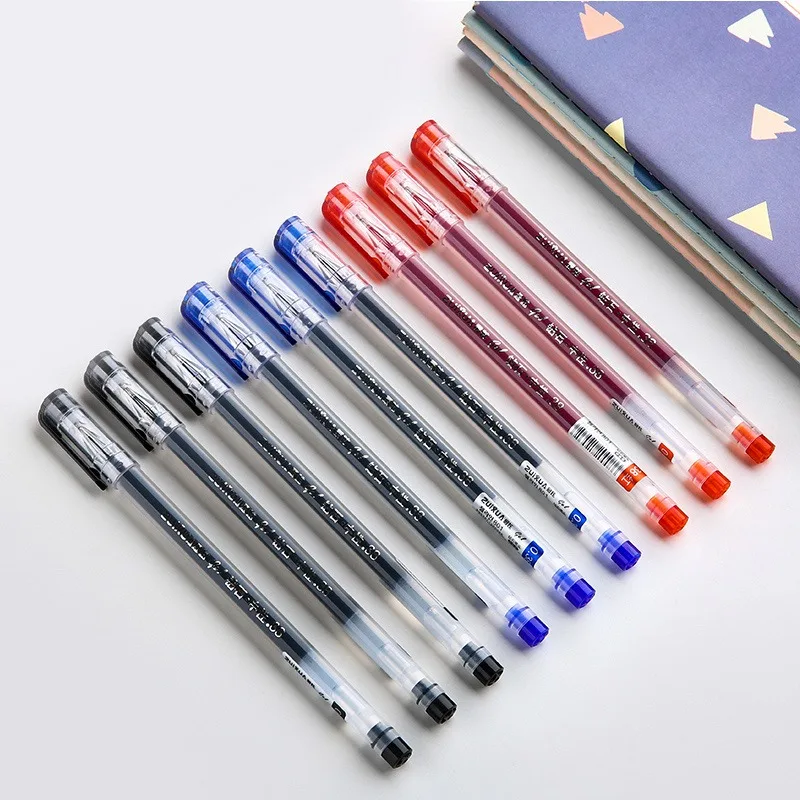 Imagem -02 - Kawaii Gel Pen Grupo Material Escolar Papelaria de Escritório Preto Azul Vermelho Ink Color Esferográfica 0.38 mm Pcs