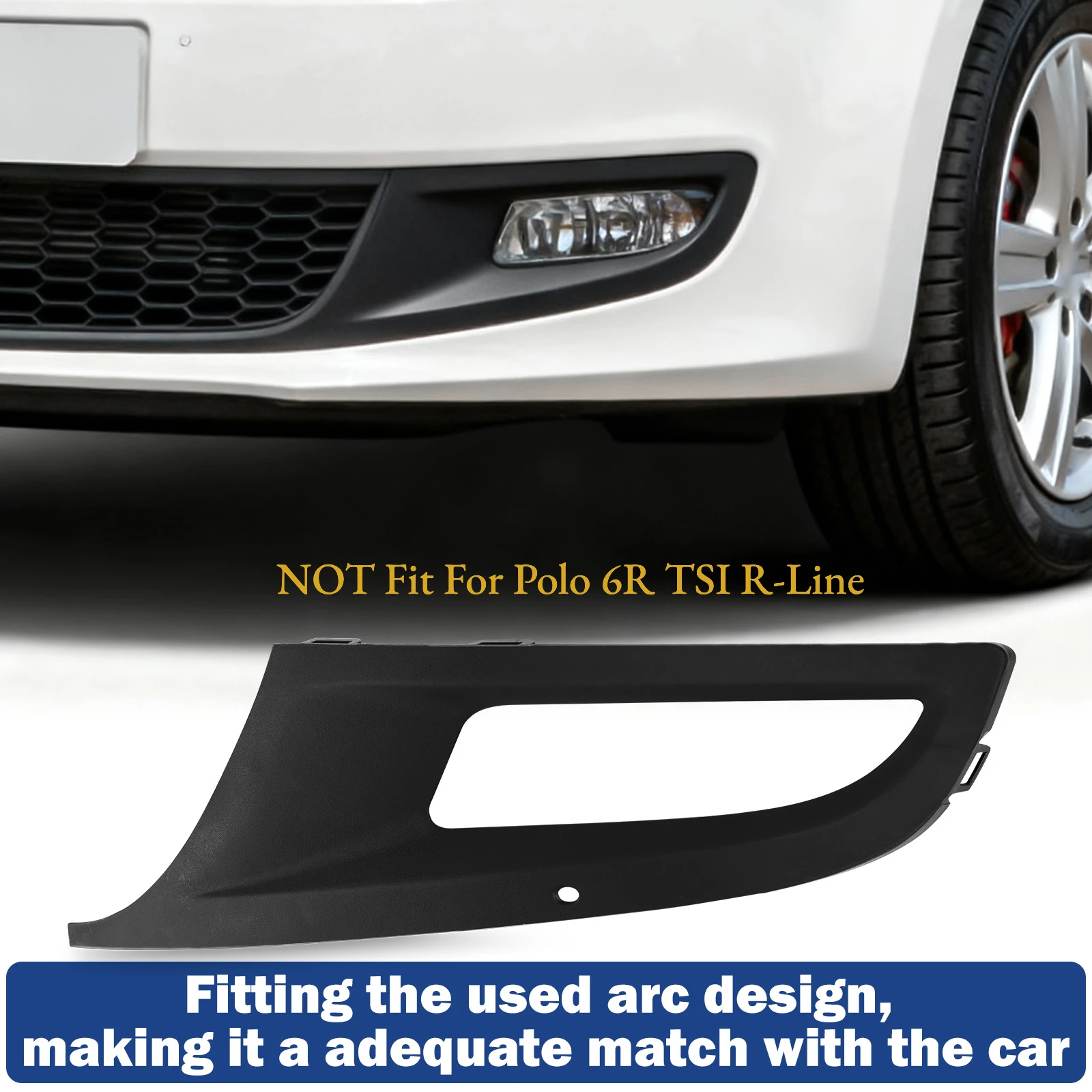 1 Pair Front Bumper Fog Light Cover Fog Light Grill For VW Polo 6R MK5 HATCHBACK 2009 2010 2011 2012 -2015 6R0853665D 6R0853666D