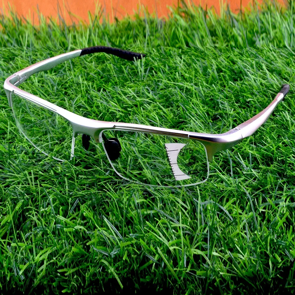 

Al-mg Alloy Sporty Delicate Hinge Half-rim Silver Frame Cool Men Progressive Multifocal Limited Reading Glasses +0.75 to +4