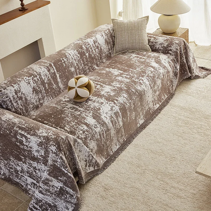 Minimalist Light Luxury Sofa Cover Chenille Dustproof Cat Scratch Resistant Sofa Towel Anti Slip One Piece Four Season Universal