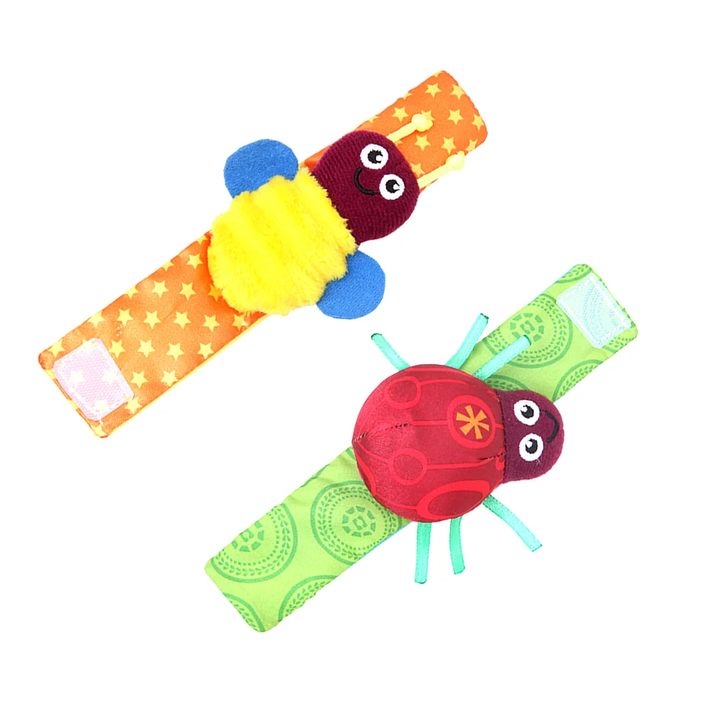 2pcs Baby Wrist Rattle Infant Beetle Bee Bell Wrist Strap Newborn Comfort Toddler Toys (2pcs/Set)