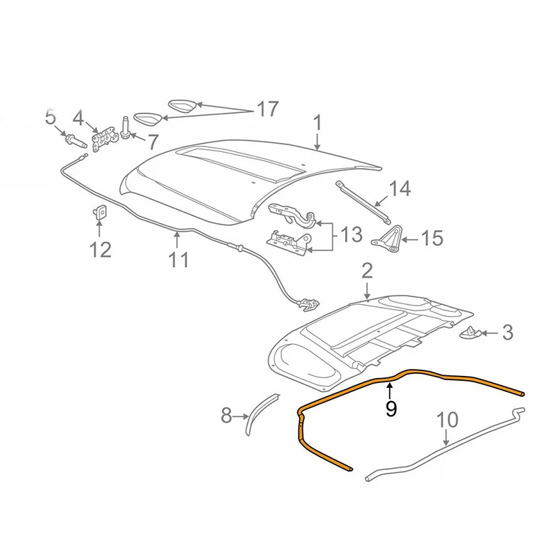 Car Front Fascia Bumper Hood Seal Waterproof Strips 68070493AA for Jeep Grand Cherokee Dodge Durango 2011 2012 2013 2014-2021