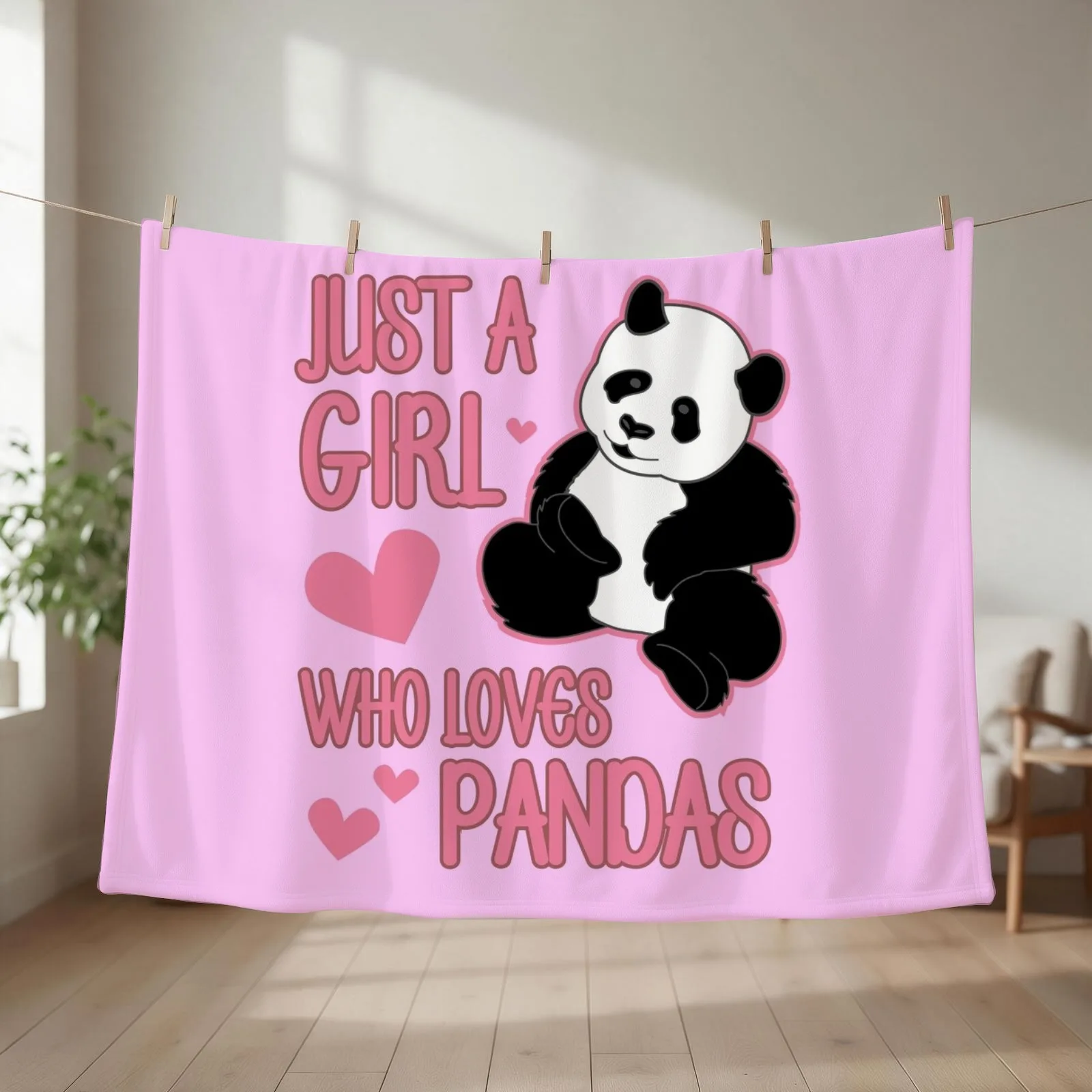 Just A Girl Who Loves Pandas Best Cute Gift print Throw Blanket couch cozy soft plush fuzzy picnic outdoor blanket