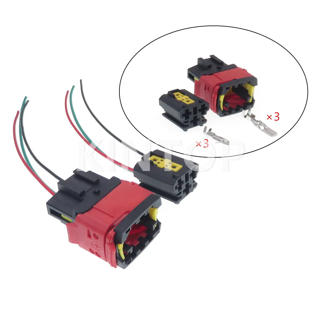 

1 комплект, 3 контакта 1544226-1 15442265-2, 6,3 мм, автомобильная розетка переменного тока в сборе для сильноточного разъема жгута проводов