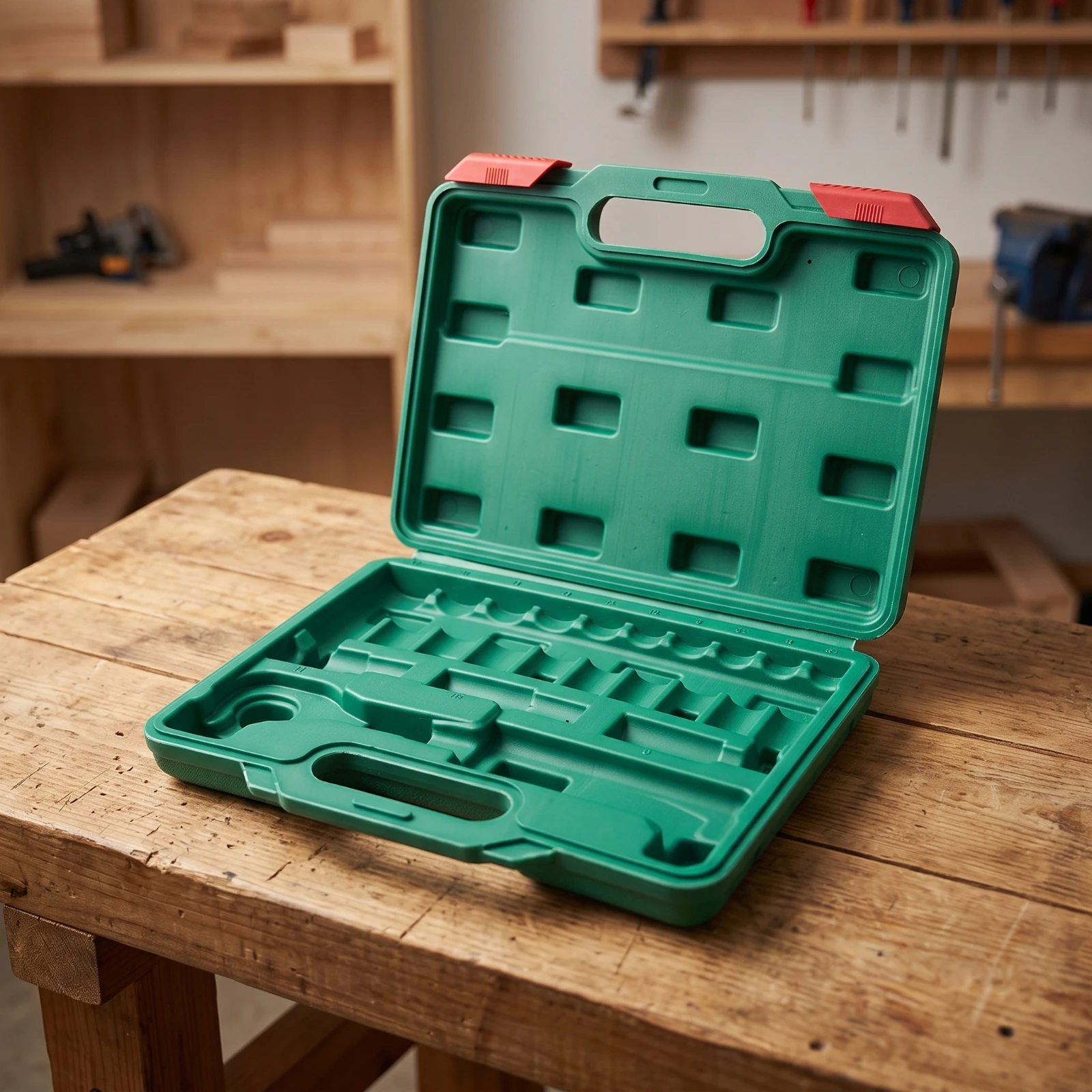 Socket Set Case Blow-Molded Socket Set Storage Box Replacement Case with Handle Hard-Shell Empty Tool Box with Latches Secure