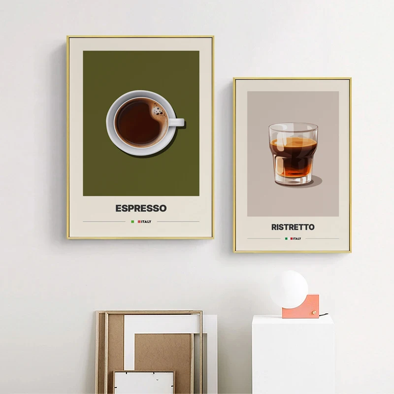 Minimalist Coffee Turkish coffee,Latte,Espresso,Americano Poster Canvas Painting Wall Art Pictures Home Bar Kitchen Cafe Decor