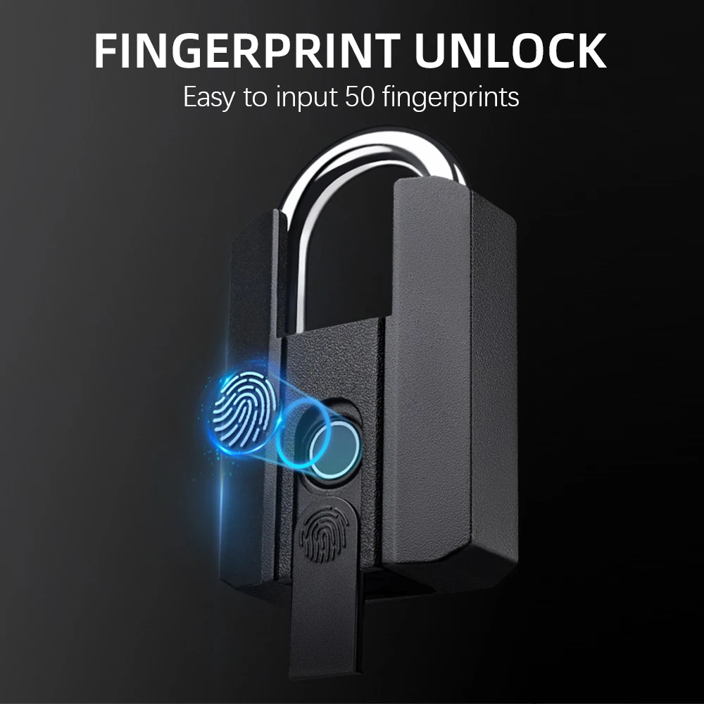 Raykube à prova dwaterproof água tt lock ble bloqueio eletrônico digital cadeado de impressão digital com bateria recarregável embutida app chave