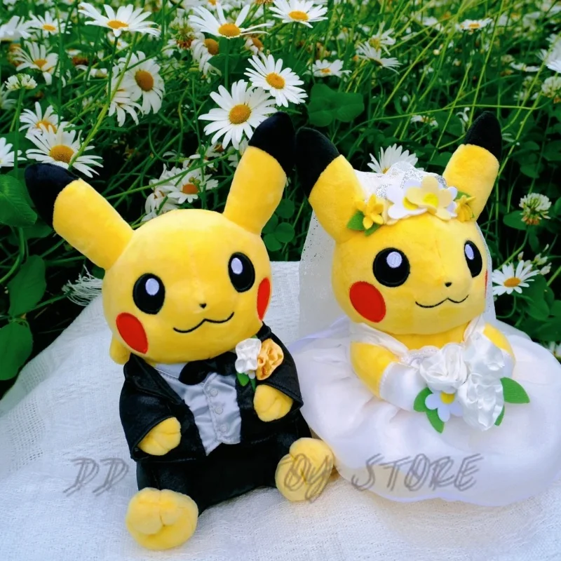 Genuine19cm PokéMon Kawaii Pikachu Style Dolls Plush Toys For Valentine'S Day Couple'S Anniversary Gifts Desk Decoration