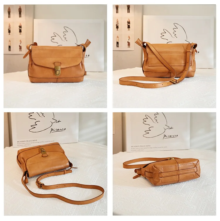Wochenend-Outdoor-Tagesparty, echtes Leder, kleine Damen-Umhängetasche, Vintage-Designer-Handtasche aus handgefertigtem Rindsleder – Detail 10