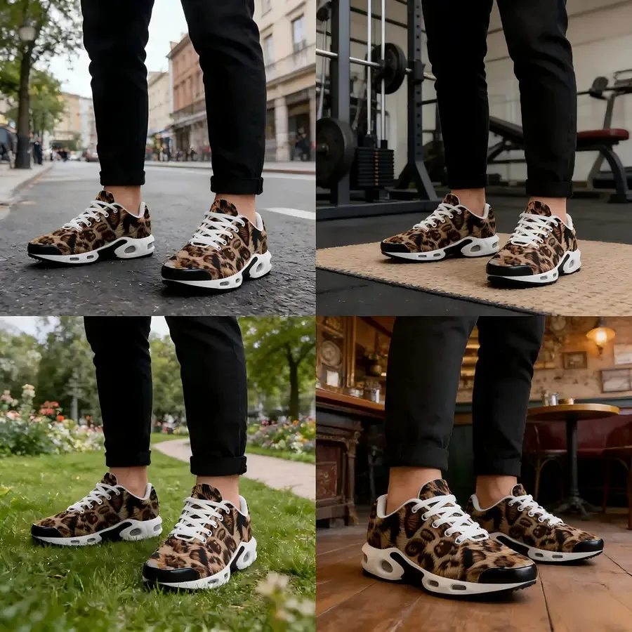 

Wild Street Style! Leopard Print Air-Cushioned Sneakers Guaranteed to Turn Heads. The Soft Air-Cushioned Sole Is Comfortable fo