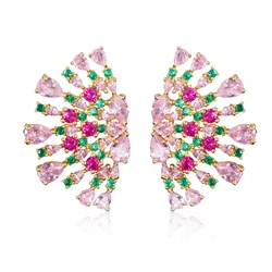 ThreeGraces Elegant Multicolor Cubic Zirconia Big Fireworks Stud Earrings for Women Fashion Party Jewelry E1751