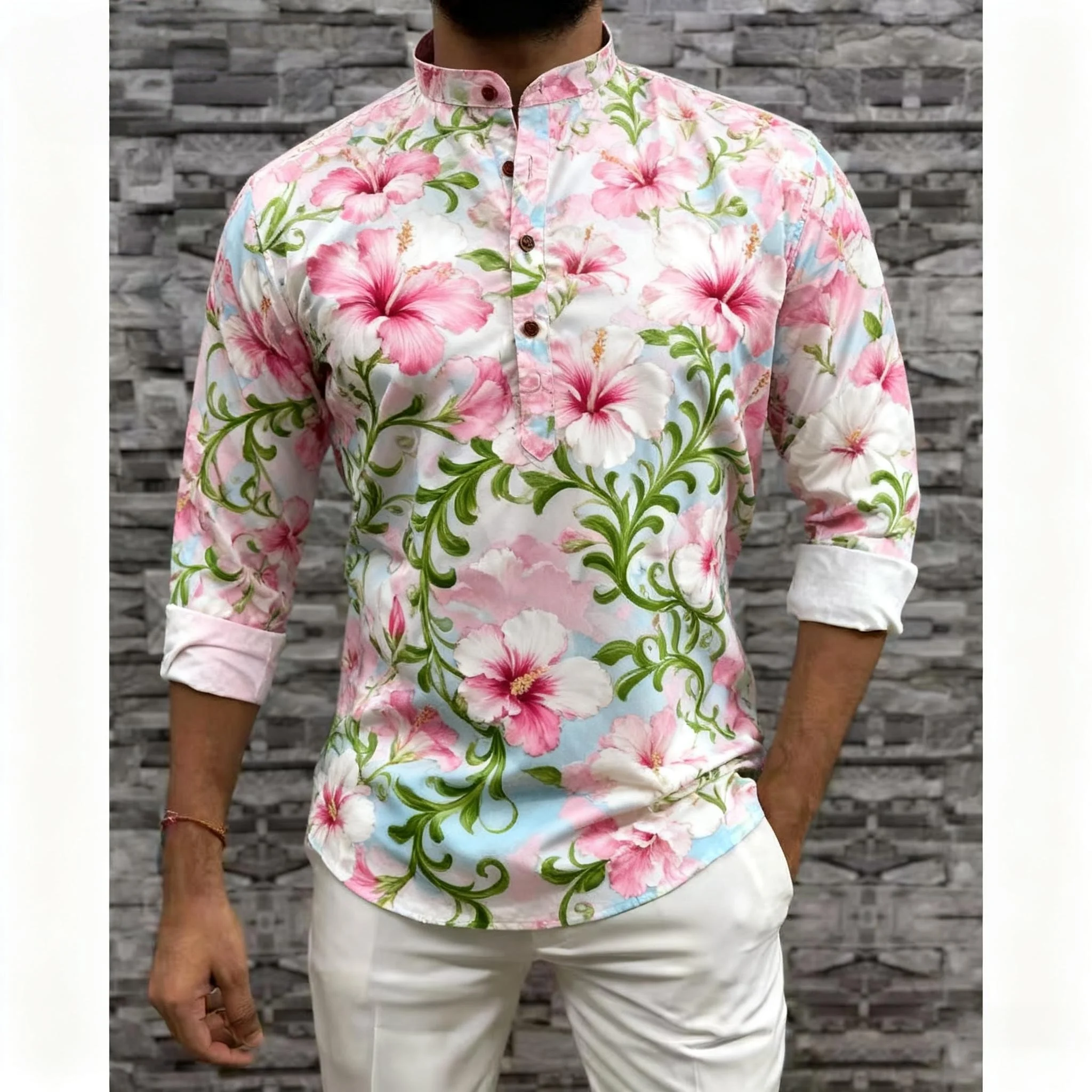 Moslim Mannen Islamitische Arabische Abaya Shirt Etnische Stand Kraag Jeugd Luxe Jas Casual Mode Moslim Kleding Islamitische Kleding Man