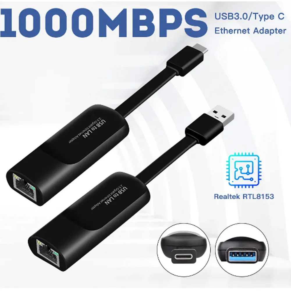 

USB 3.0 to RJ45 Gigabit Ethernet Adapter 1000Mbps RTL8153 Driver Free Network Card 10/100/1000Mbps LAN Adapter for Windows Mac