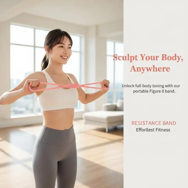 

NEW Silicone 8 Shape Resistance Band Figure 8 Elastic Yoga Strap For Home Fitness Back Shoulder Shaping Warm Up Stretch Trainer