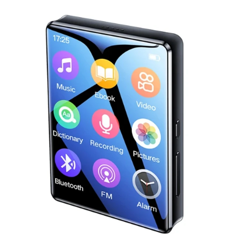 MP3 Player 2.4 Inch Full Screen Ultra-Thin Bluetooth Portable HIFI MP4 Video Playback FM Recorder(B)