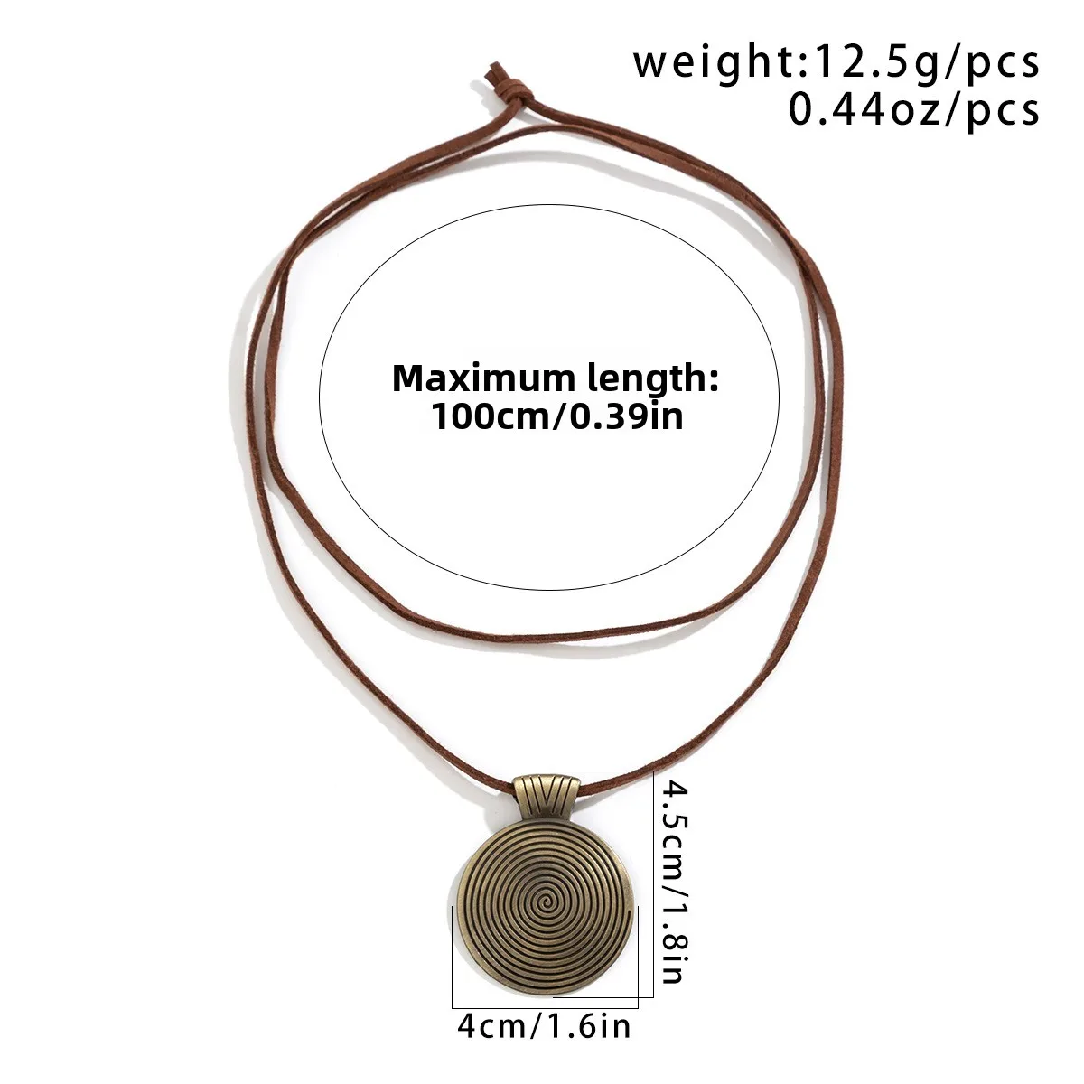 Retro Long Beaded Nelace Women's Versatile Wooden Slice Pendant Woolen Sweater Chain Couple's Jewelry Faionable Alloy Clasps