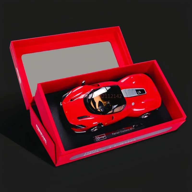 Nowy model samochodu Bburago Ferrari 1:18 Daytona SP3 Wyrafinowana wersja samochodu sportowego Symulacja statyczna Odlewany pojazd Kolekcjonerska zabawka samochodowa