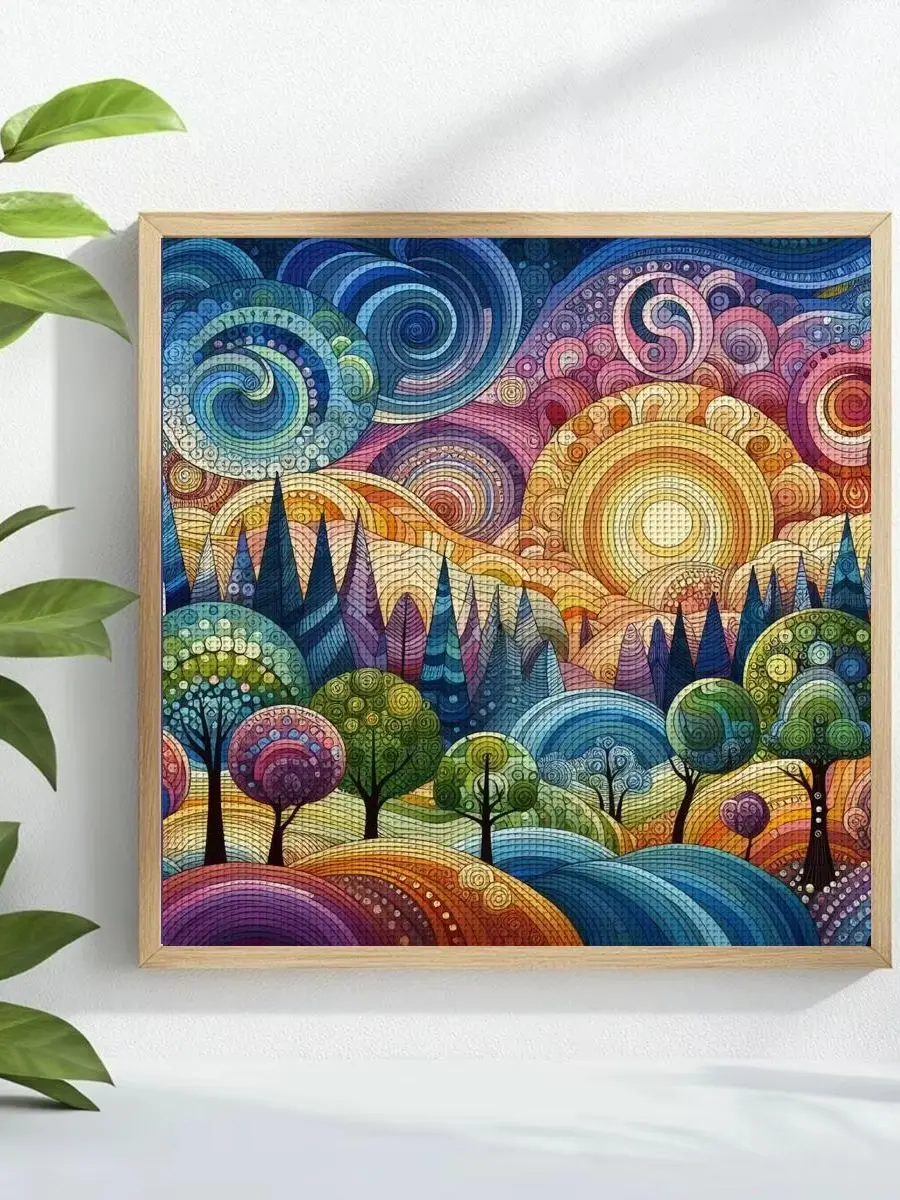 1 Stück 30x30 cm/11,8 Zoll Herbsttag Gestempeltes Kreuzstich-Set DIY-Kit 11/14/16CT DIY-Stickset DIY-Kreuzstich-Set – Detail 1