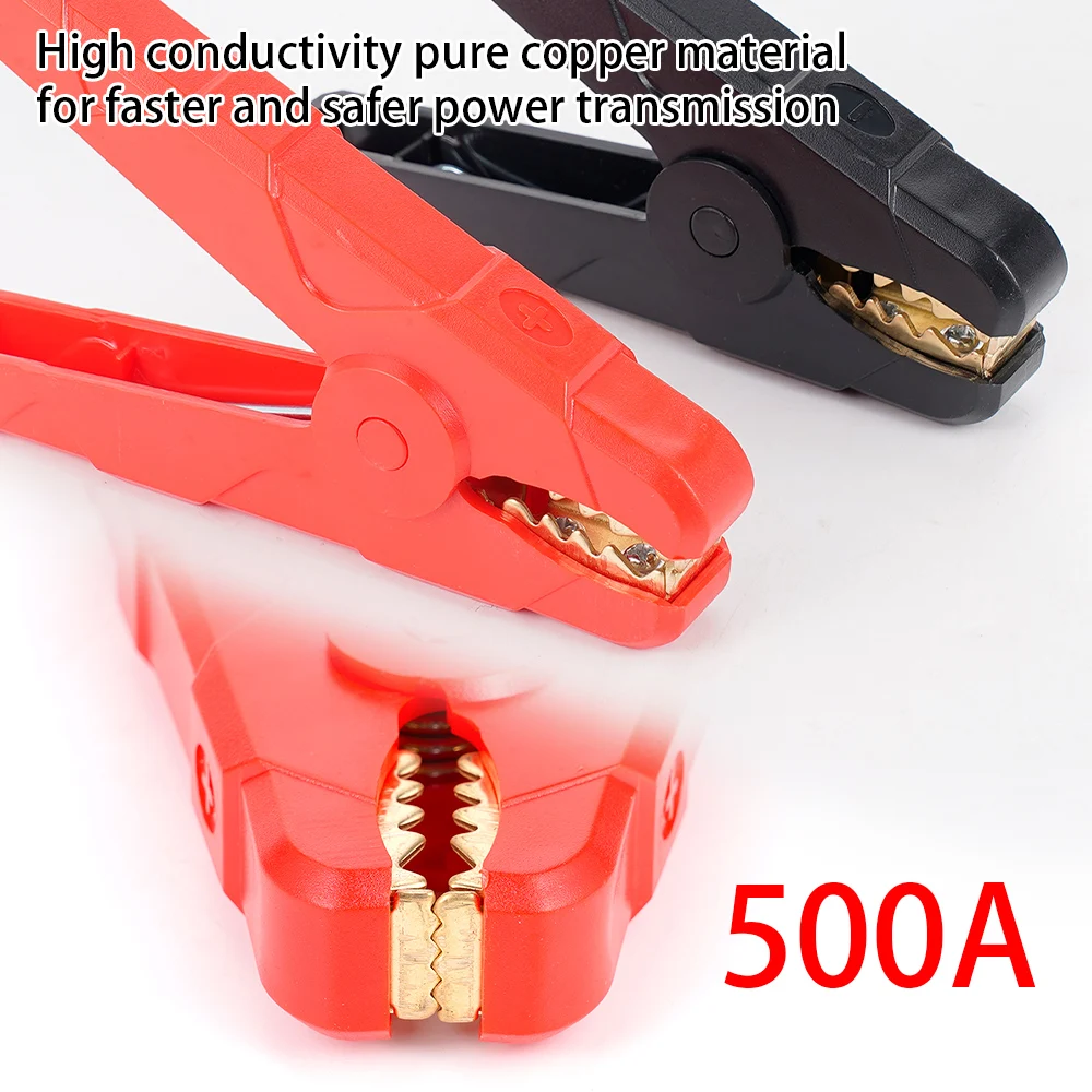 2 pçs 50-500a vermelho + preto crocodilo carro caravana van bateria teste clipes de chumbo melhor promoção clipes de jacaré conector plug power