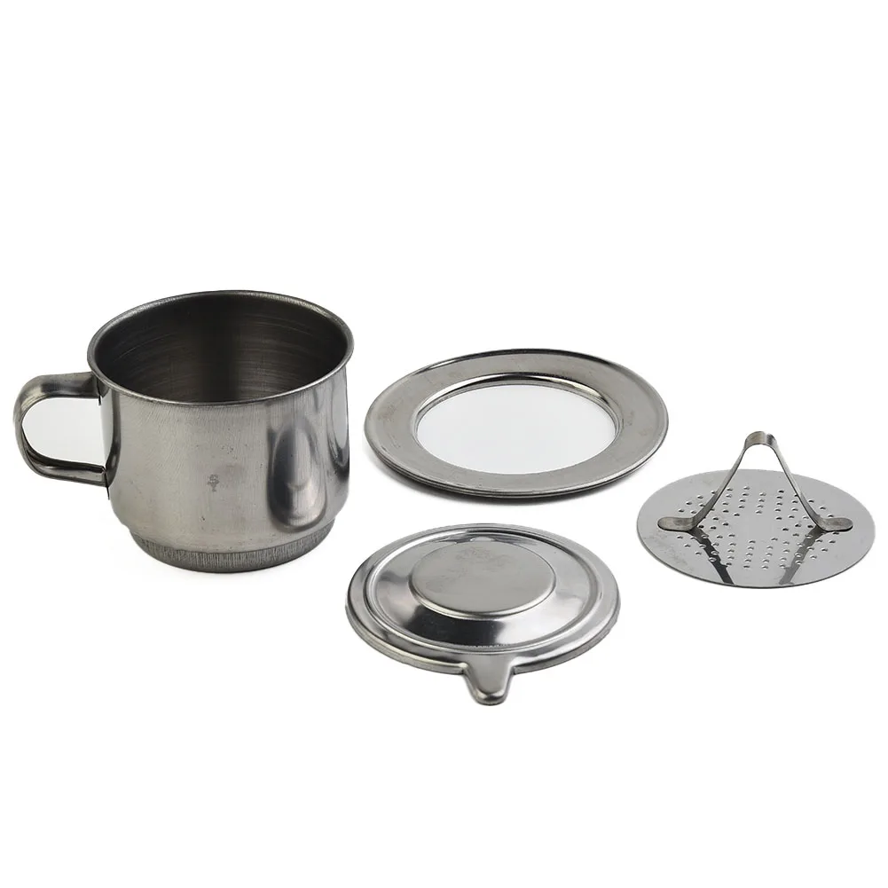 Vietnamese Style Drip Coffee Filter Cup Stainless Steel Material for Manual Brewing at Home Office or Campsite