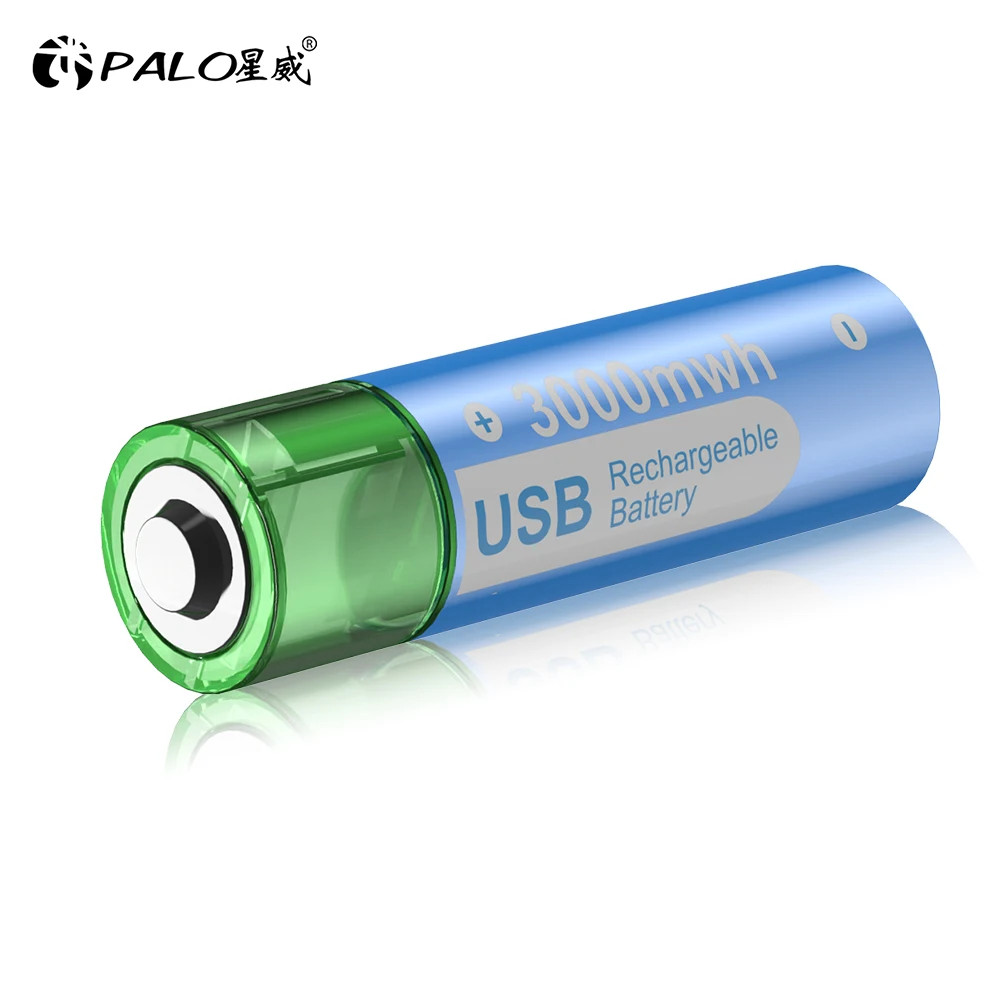 PALO 3000mWh 1.5V AA Li-ion battery HR6 AA USB Rechargeable Lithium batteries 2A AA USB Port Charging Battery With Battery Box