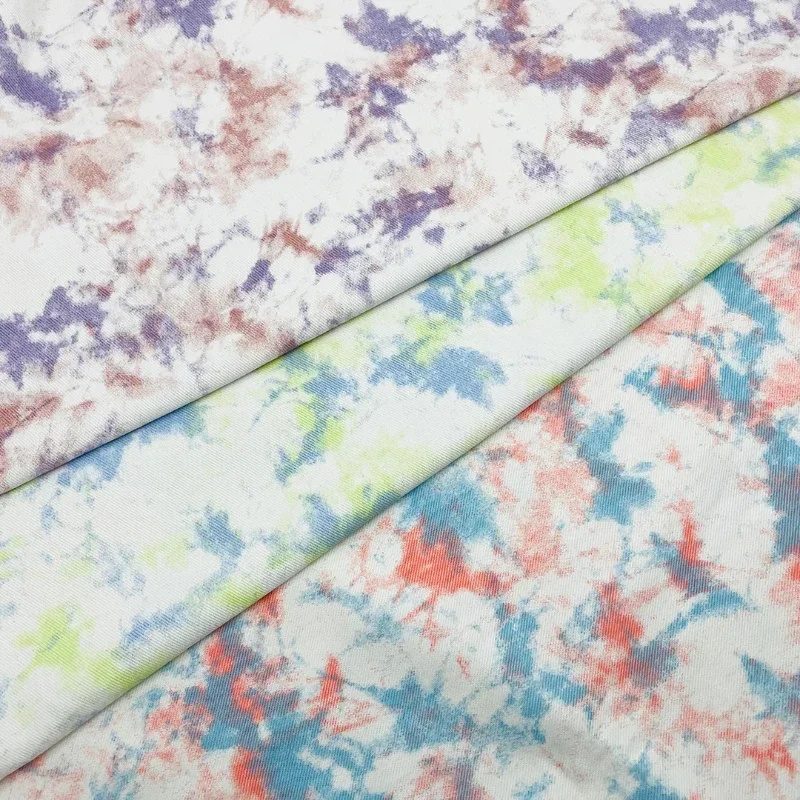 Two Color Tie Dye Ink Printing Denim Fabric Coat Pants Shirt Bag Doll Clothing Design Diy Cloth Sew Fashion Wholesale Material