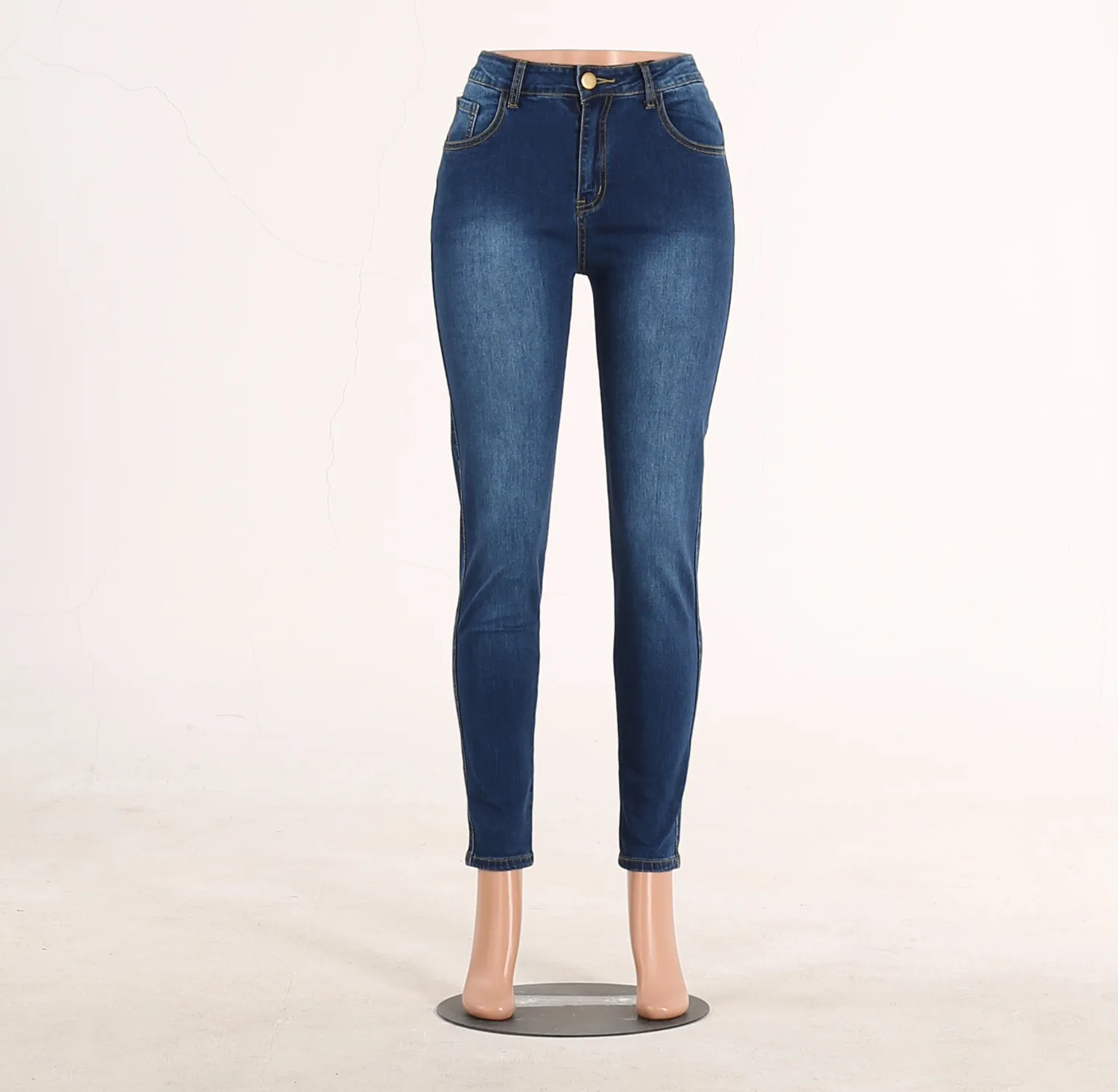 Jeans untuk wanita musim gugur temperamen ramping warna Solid Buttocks seksi Stretch Fashion Jeans