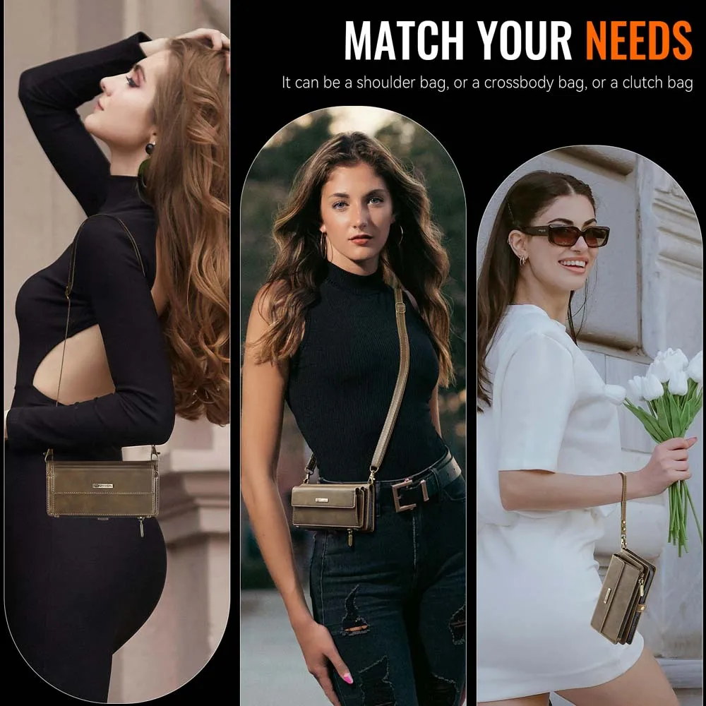 Para iPhone 17 Pro Max 17 Air funda de almacenamiento bolsillo con cremallera soporte plegable PU parachoques de cuero imán Flip cartera bolsa con cordón