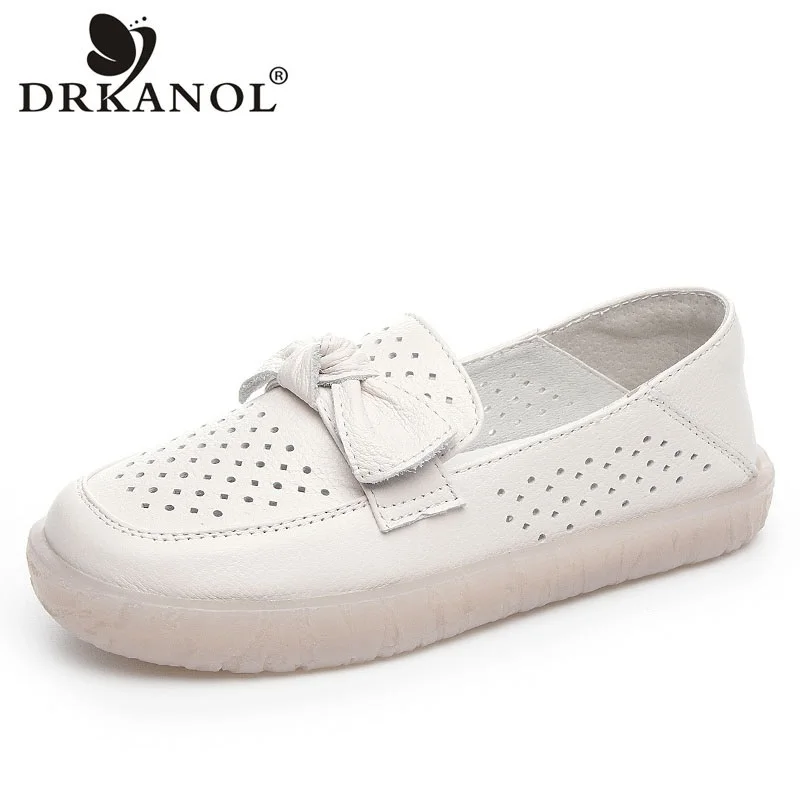 

DRKANOL/женские летние туфли на плоской подошве, лоферы без шнуровки из коровьей кожи, женская повседневная обувь для мам с дышащей мягкой подошвой