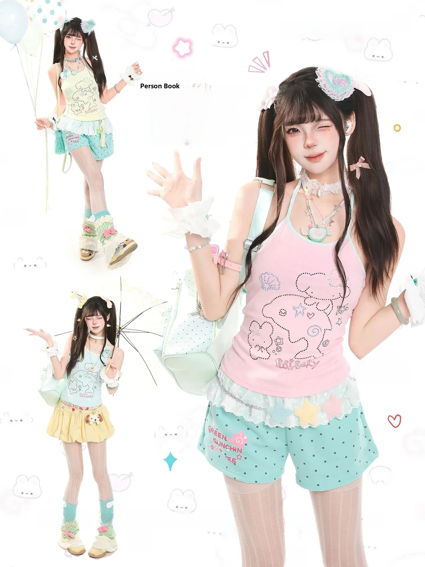 Sweet Bear Embroidery Halter Neck Vest Women's Summer Design Versatile Slim Fit Short Outerwear Top U-Neckline Sleeveless