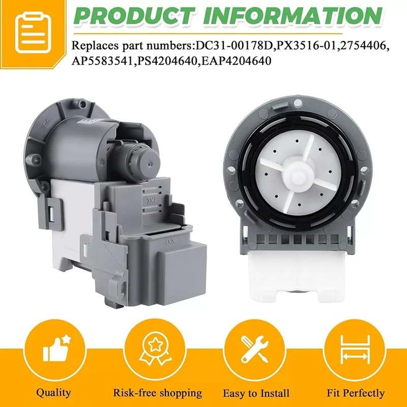 ABAE-DC31-00178A DC31-00187A เครื่องซักผ้าท่อระบายน้ําปั๊มมอเตอร์สําหรับ Samsung เครื่องซักผ้า-แทนที่ DC31-00178D B35-3A
