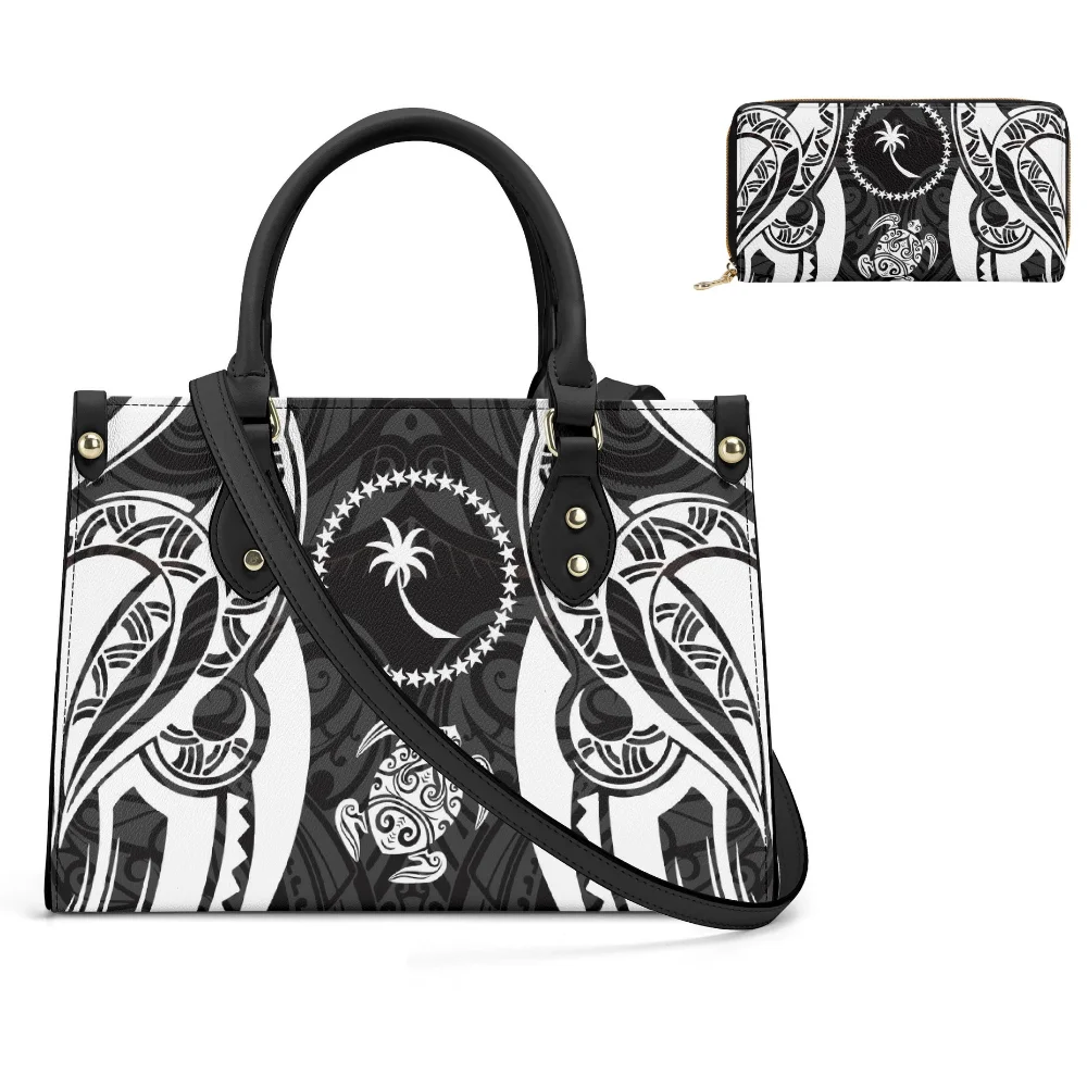 

Hawaiian Polynesian Ethnic Print Handbag Women'S Shoulder Bag Pu Storage Handbag Tote Bag Tote Bag 2 Bolsa