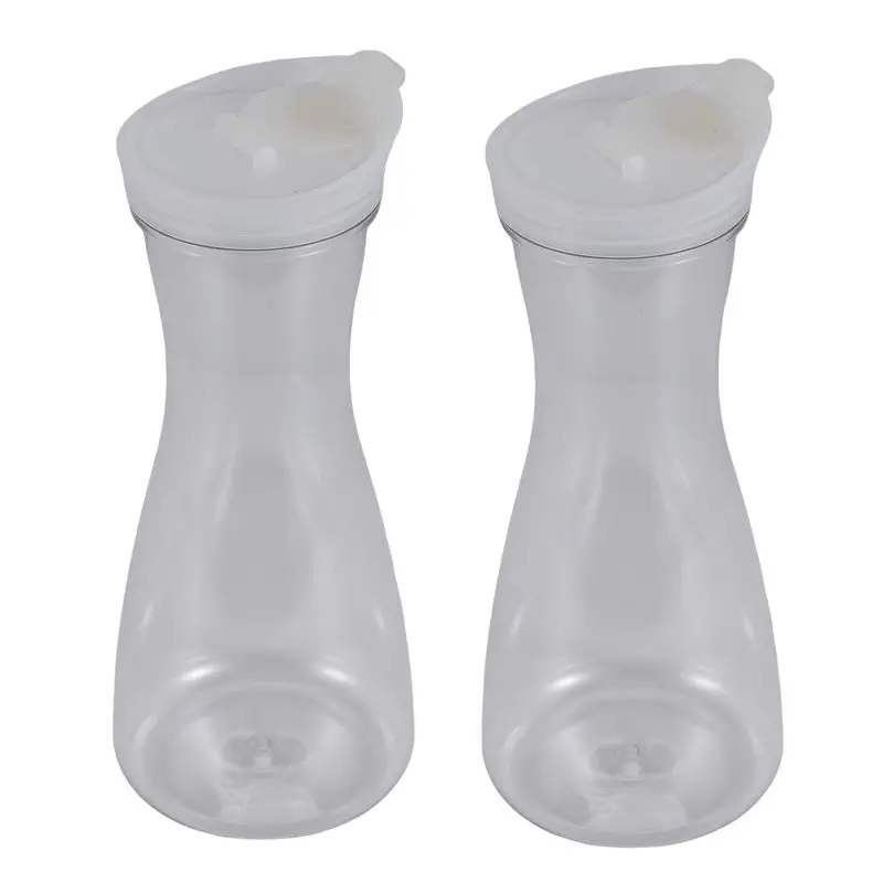 AB11-2Pcs Plastic Water Carafes With White Flip Tab Lids- Food Grade & Recyclable Shatterproof Pitchers - Juice Jar