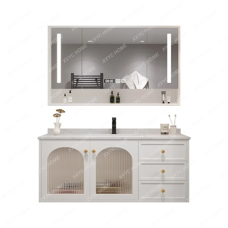 Bathroom Simple Stone Plate Ceramic Whole Washbin Bathroom Cabinet Pastoral Hand Washing Bathroom Cabinet