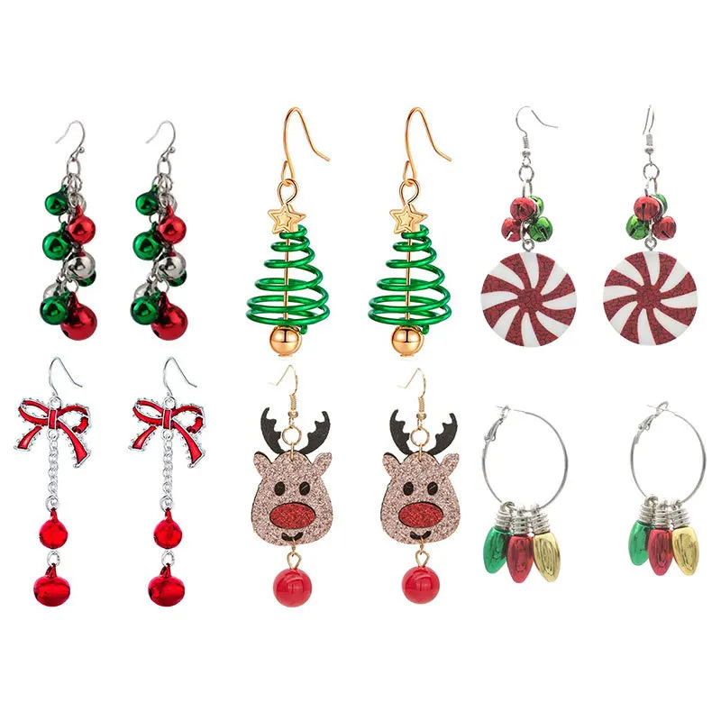 Luoluoyi Christmas Earrings Crystal Snowman Jewelry Christmas Tree Stud Earring For Women Creative Party Accessories Girl Gifts