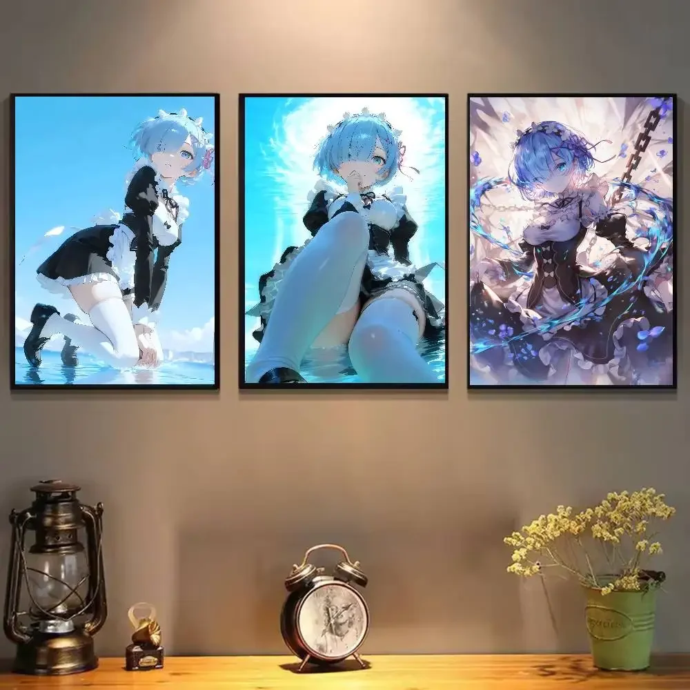 أنيمي إعادة صفر بدء الحياة في عالم آخر ملصق Rehm ذاتية اللصق جدار الفن لغرفة المعيشة غرفة نوم لا تتلاشى المنزل الحديث #3