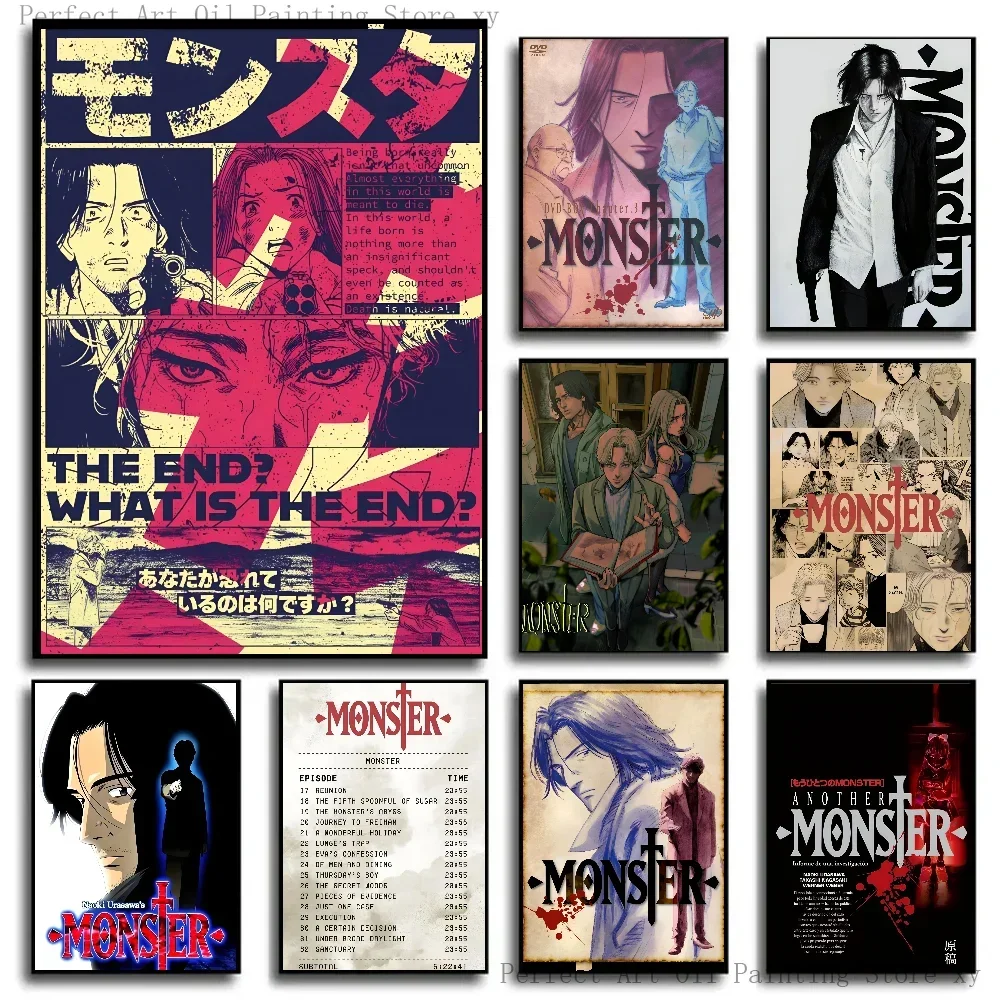 Monster Anime-arte de pared Retro clásico, póster impreso en lienzo HD, adecuado para el hogar, sala de estar, pintura decorativa de habitación