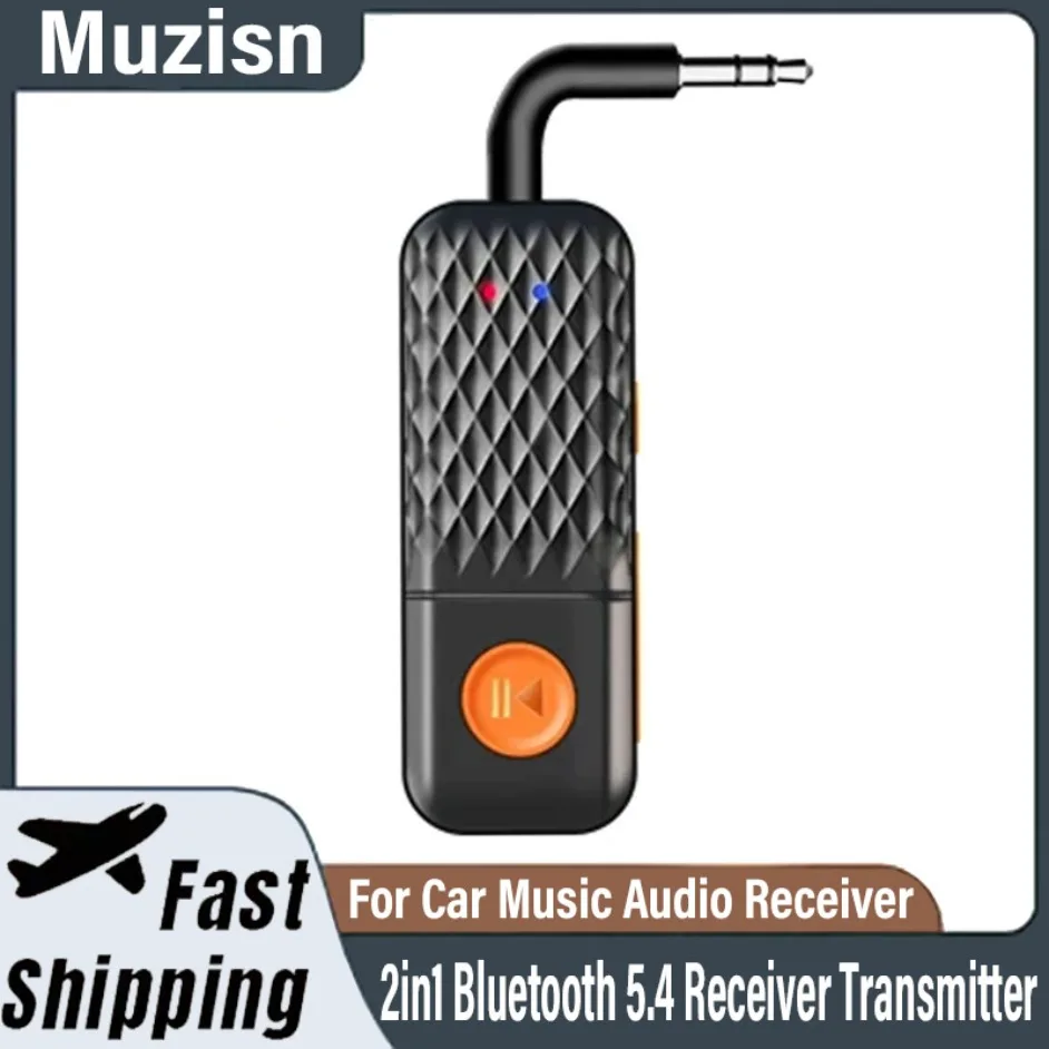 Muzisn 2in1 Bluetooth 5.4 Receiver Transmitter Wireless Adapter 3.5mm Jack For Car Music Audio Receiver Aux Headphone Handsfree