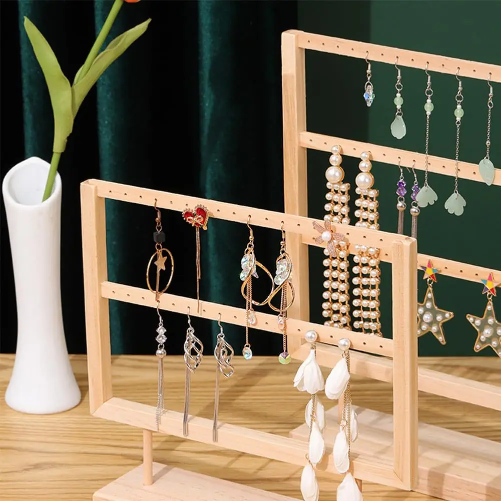 Simple Retro Earrings and Earrings Storage Display Rack Detachable Solid Wood Small Ornaments Display Way To Store Props Rack