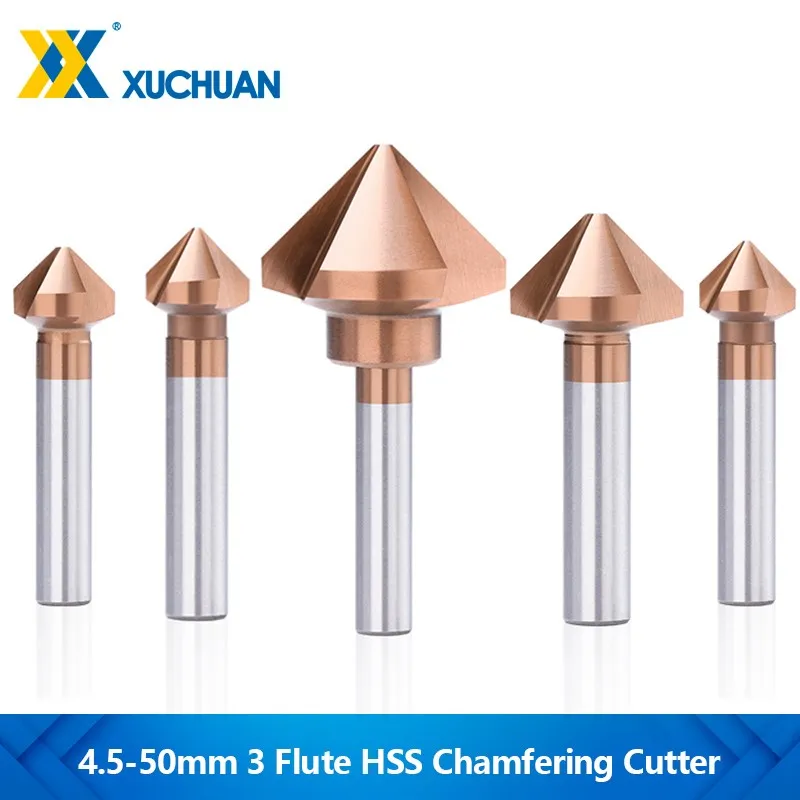 

4.5-50mm Chamfering Cutter 3 Flute HSS 6542 Countersink Drill Bit Wood Metal Hole Drilling Tool Metal Cutter 90 Degees