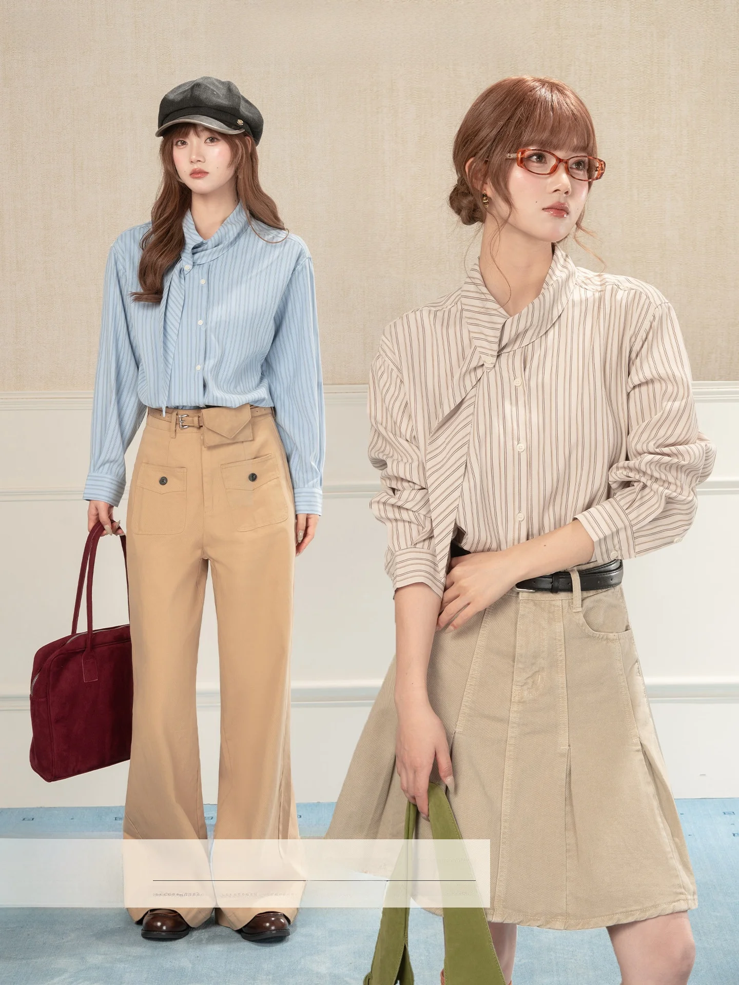 

Heynew Fre Blue Striped Long Sve Loose Women's irt Spring Season Versatile Casual Feel Good Quali Top